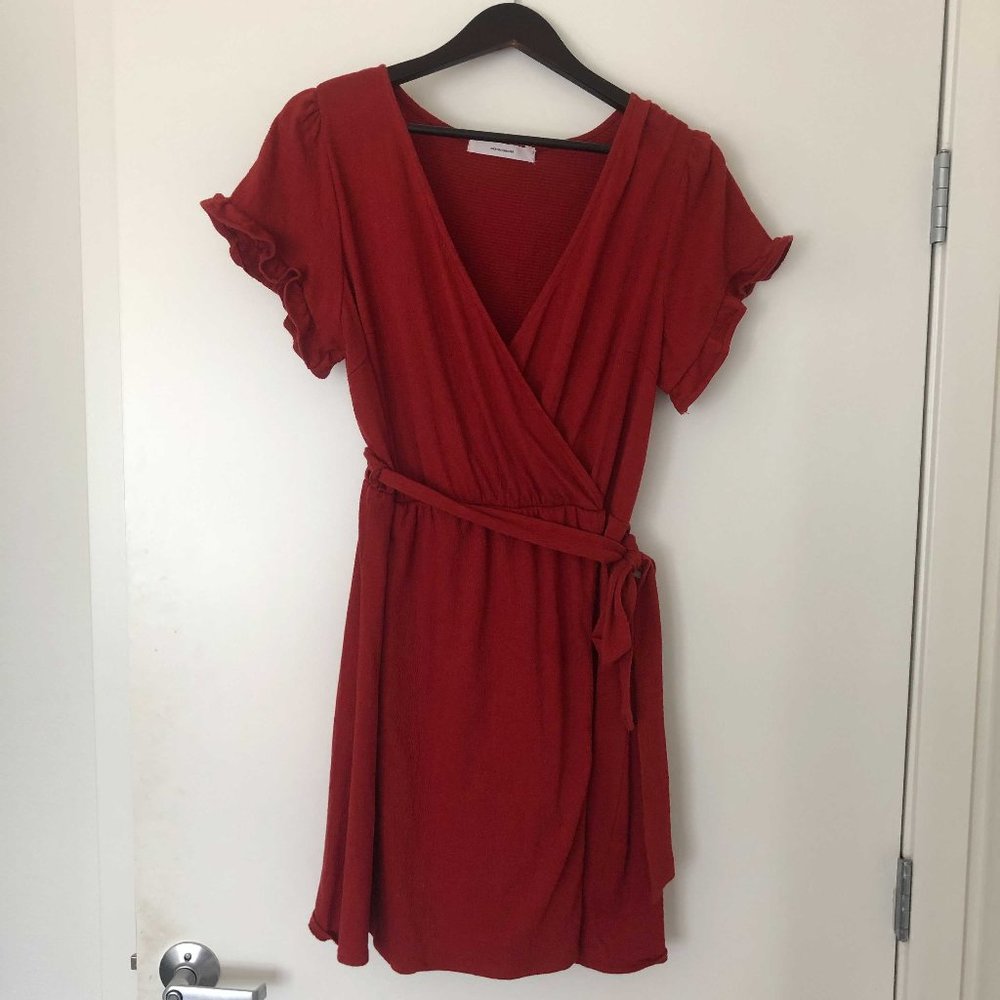 Rust Colored Faux Wrap Dress